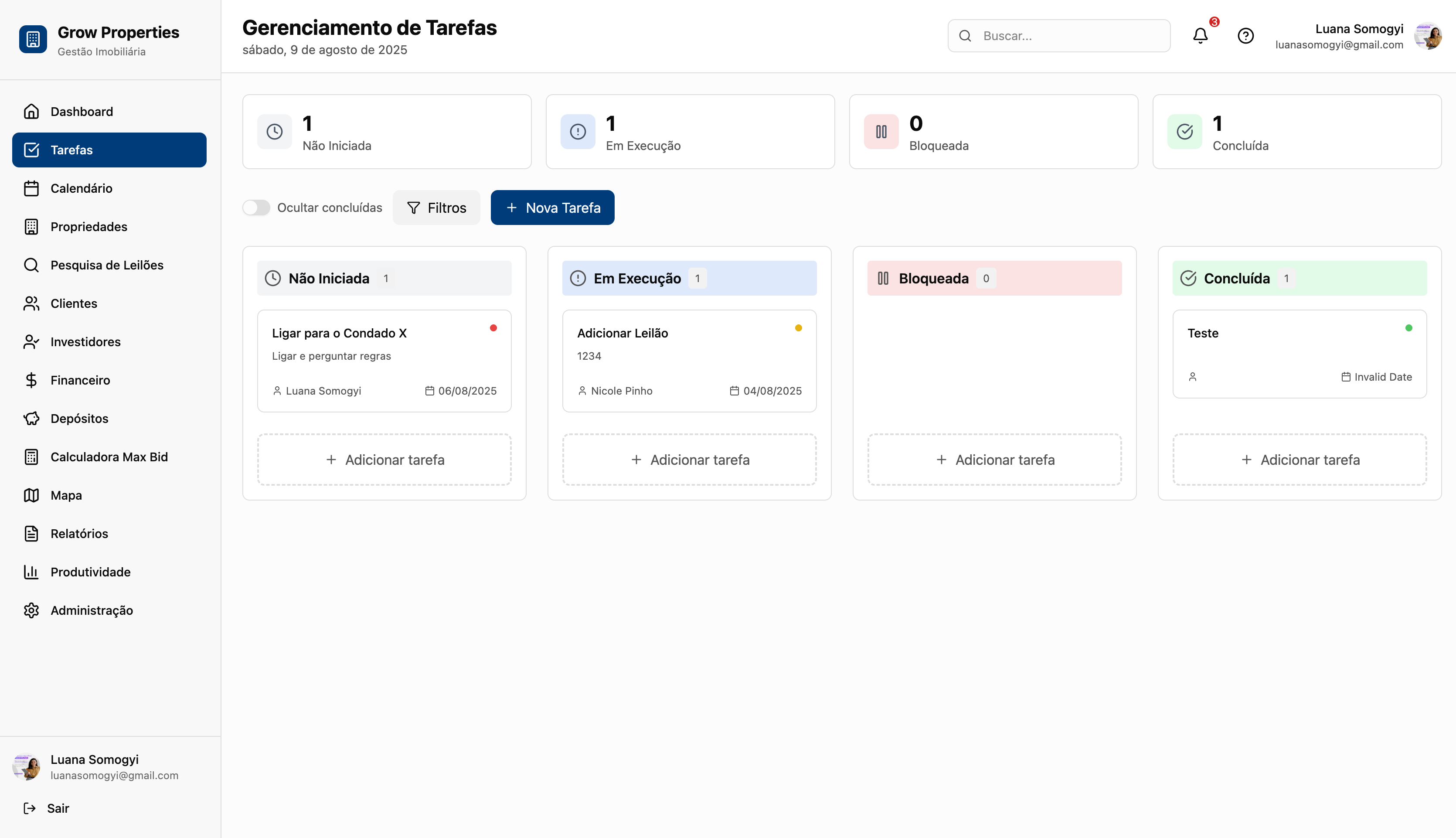 Grow Properties - Sistema de Gestão